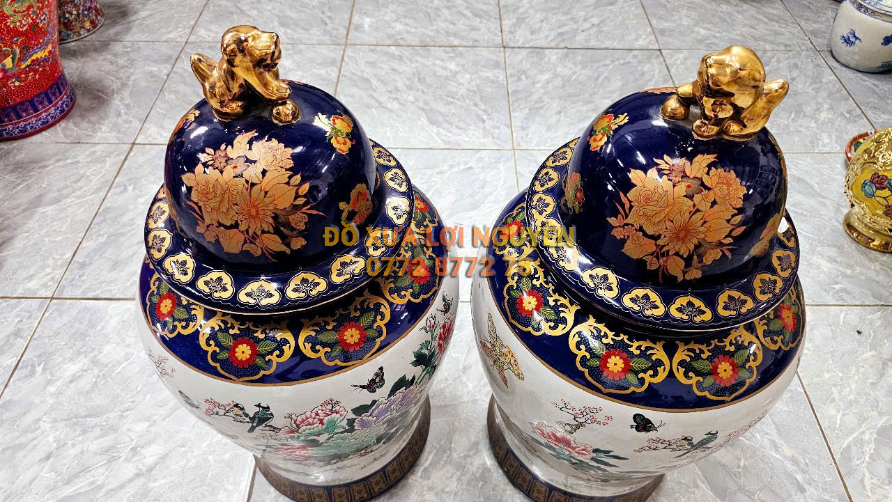 Cặp bình gốm tích mã đáo, gốm tàu