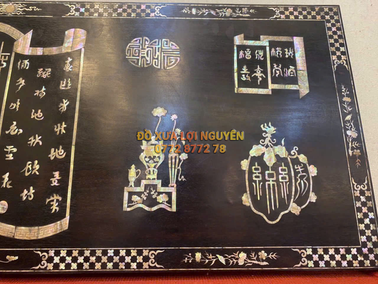 Hoành phi cổ đồ thư, gỗ gõ mật xưa