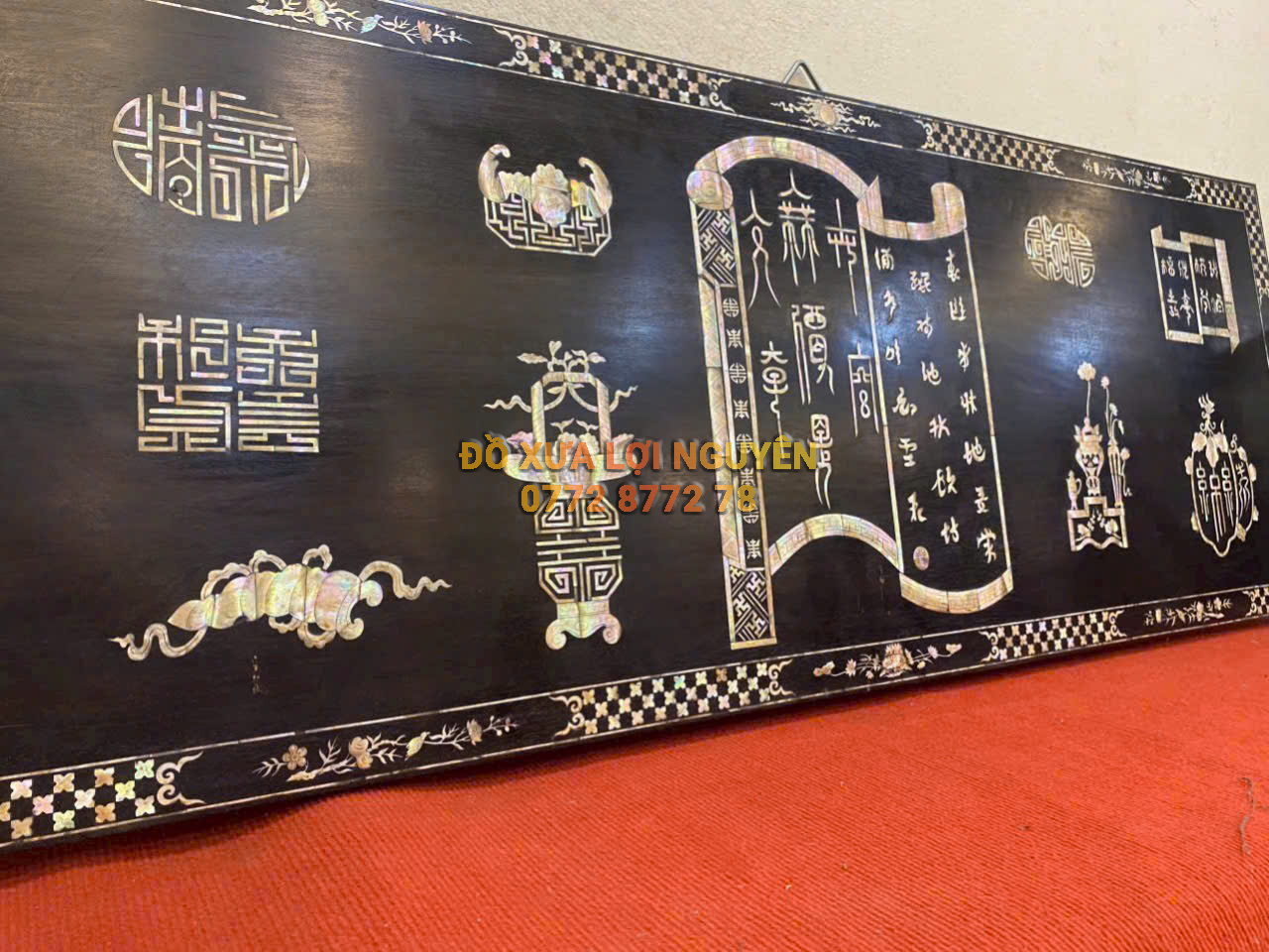 Hoành phi cổ đồ thư, gỗ gõ mật xưa