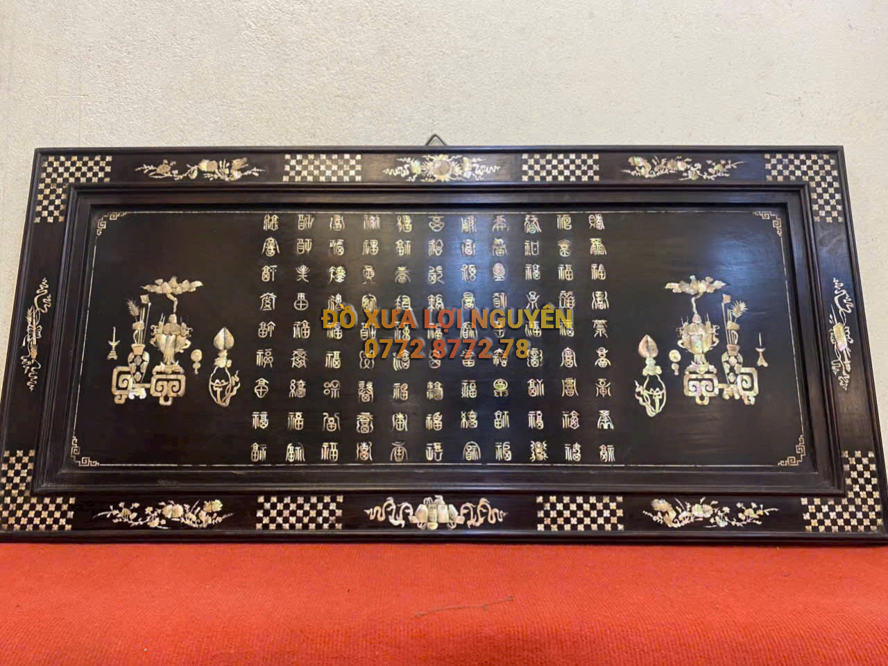 Hoành phi bách phúc, gỗ gõ mật xưa