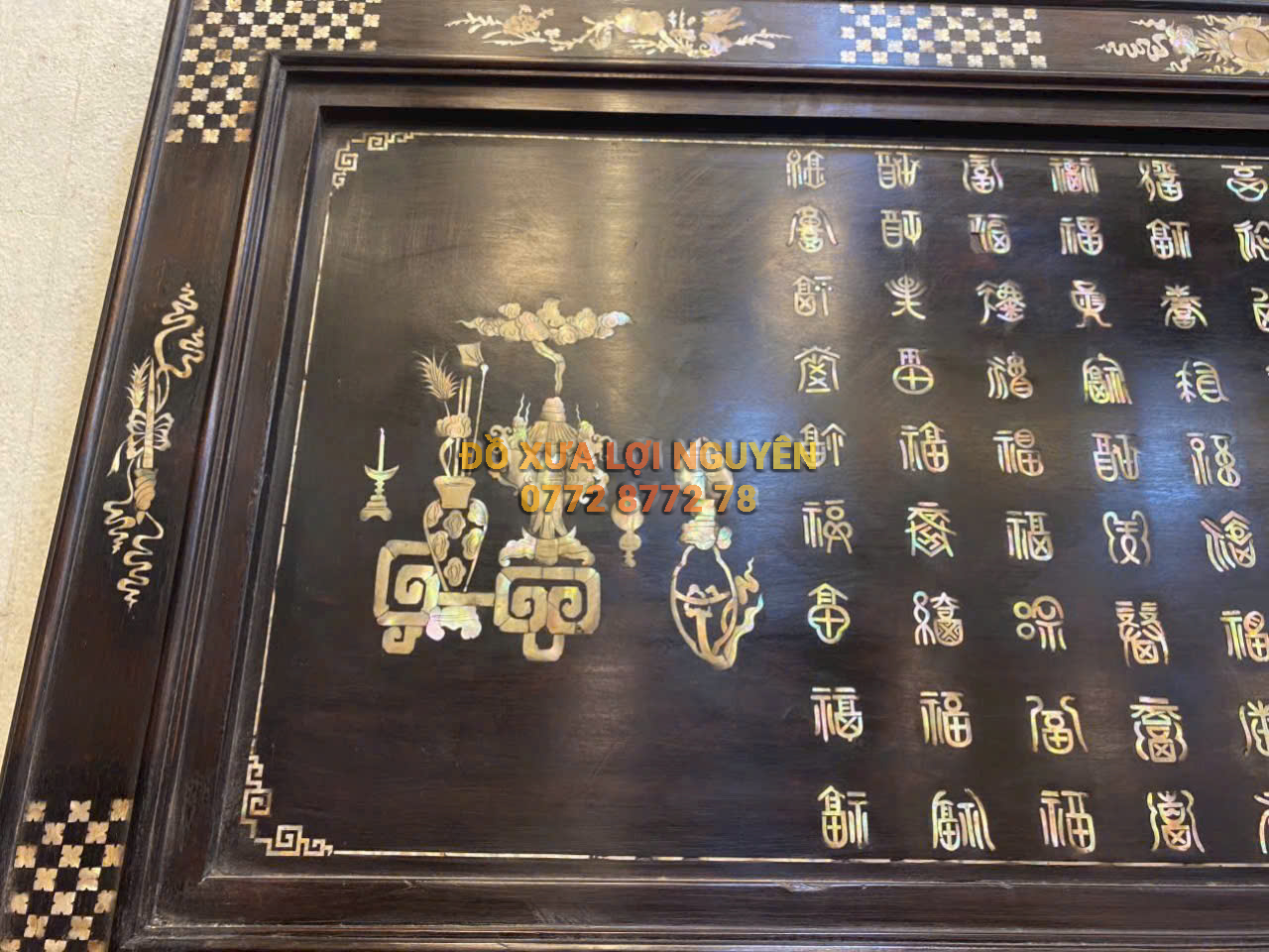 Hoành phi bách phúc, gỗ gõ mật xưa