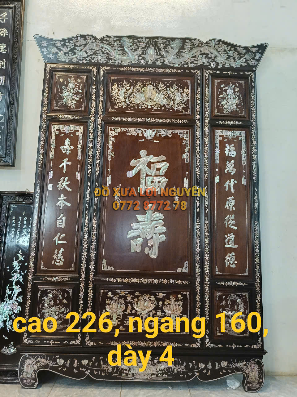 Tranh thờ gỗ gõ mật xưa, phúc thọ, hàng vip