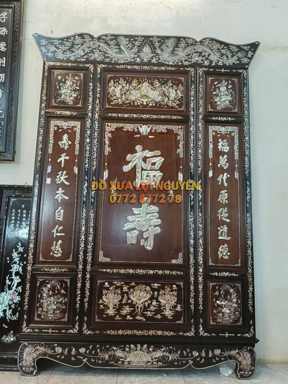 Tranh thờ gỗ gõ mật xưa, phúc thọ, hàng vip