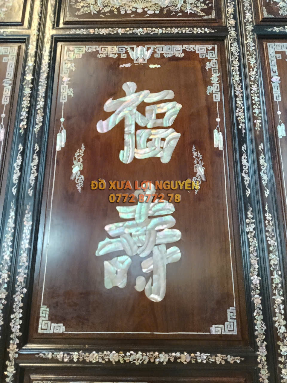 Tranh thờ gỗ gõ mật xưa, phúc thọ, hàng vip