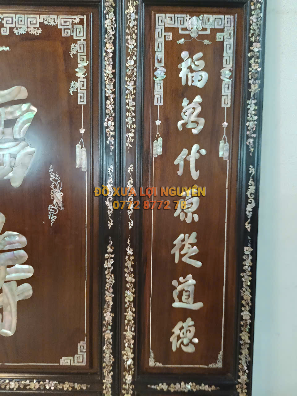 Tranh thờ gỗ gõ mật xưa, phúc thọ, hàng vip