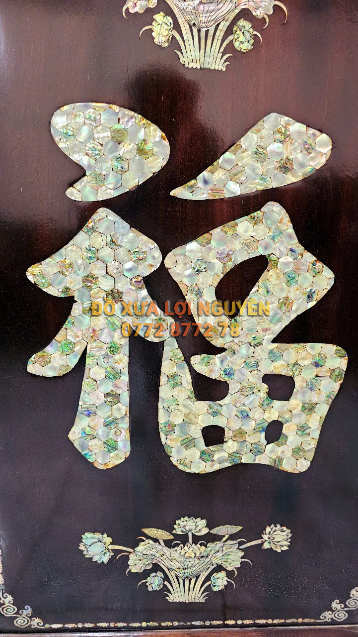 Tranh thờ chữ PHÚC, gỗ gõ mật