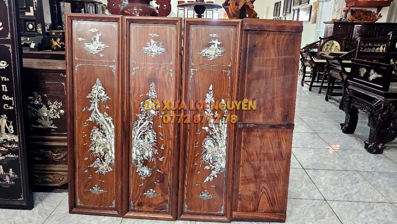 Tranh tứ quý, gỗ hương ta