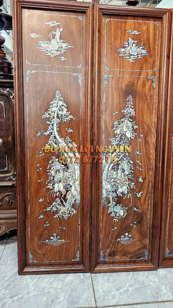 Tranh tứ quý, gỗ hương ta