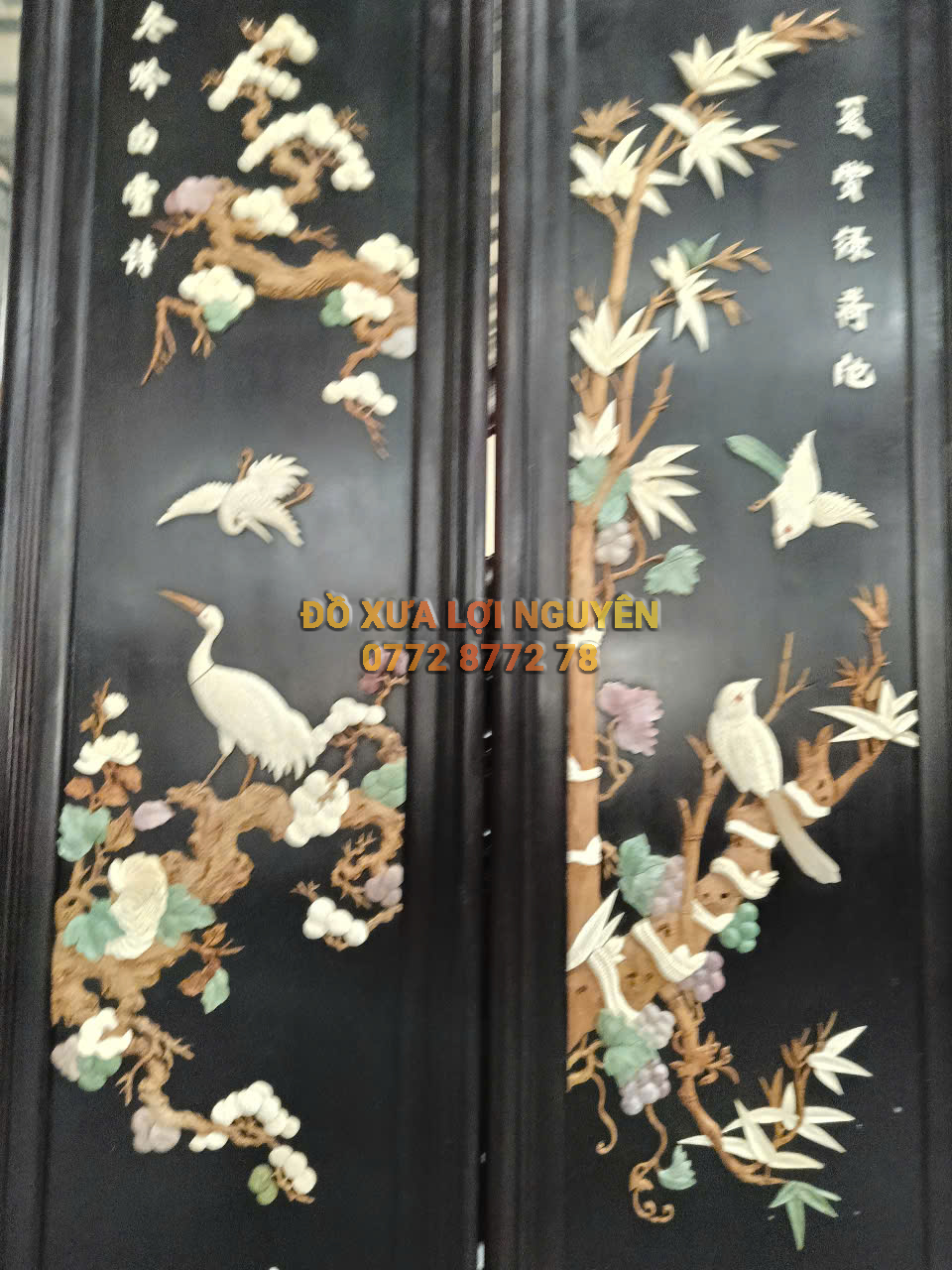 Tranh tứ quý gỗ trắc ta Vip