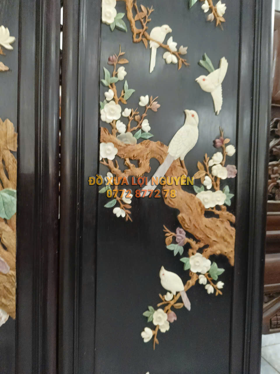 Tranh tứ quý gỗ trắc ta Vip