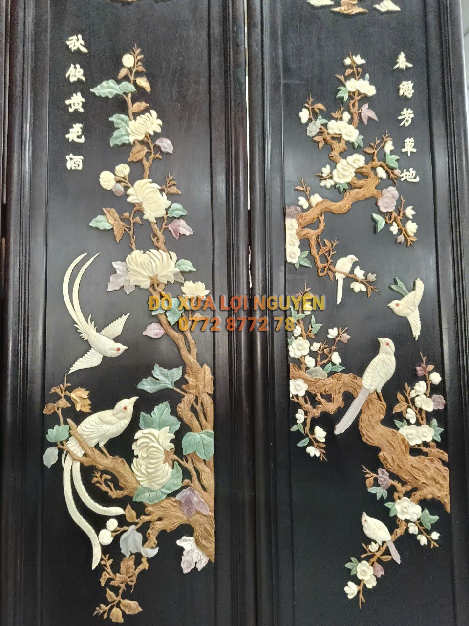 Tranh tứ quý gỗ trắc ta Vip