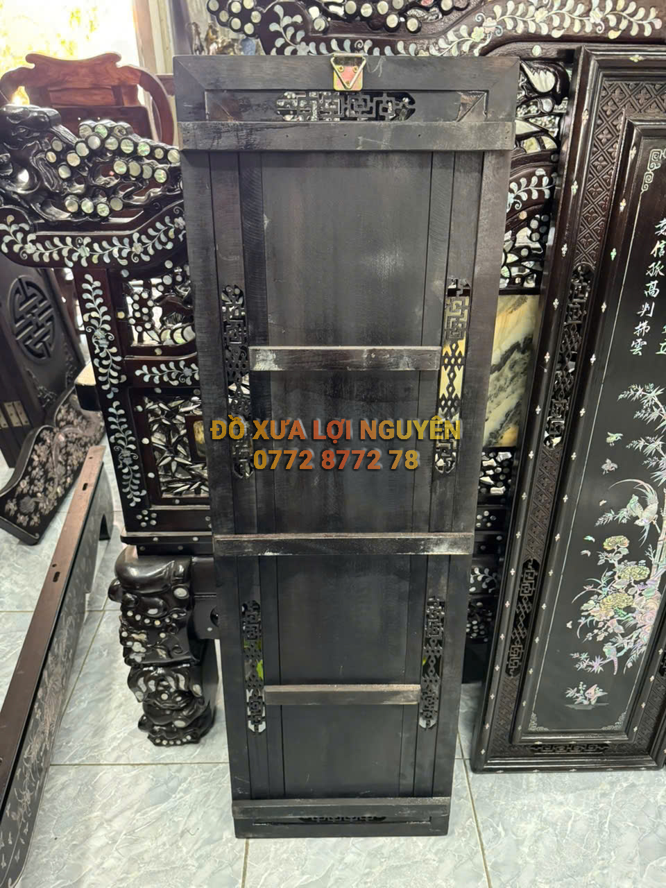 Tranh tứ quý gỗ gõ mật, cẩn ốc Singapore