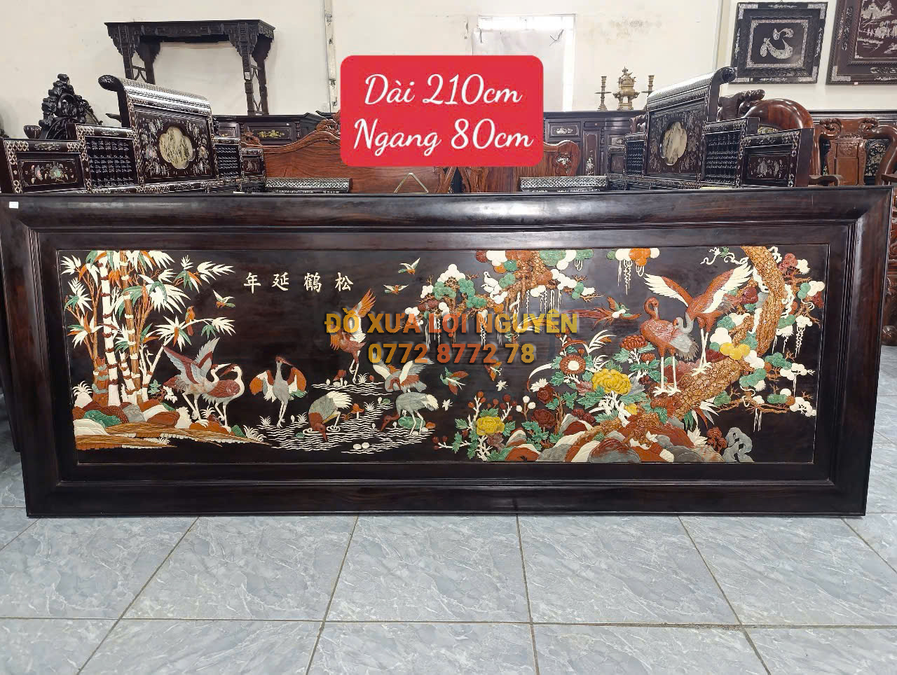 Tranh bách điểu chầu hoàng, gỗ trắc ta xưa