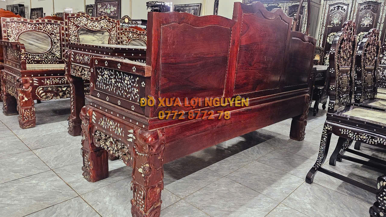 Trường kỷ cẩm lai 3 món, cẩn ốc đẹp