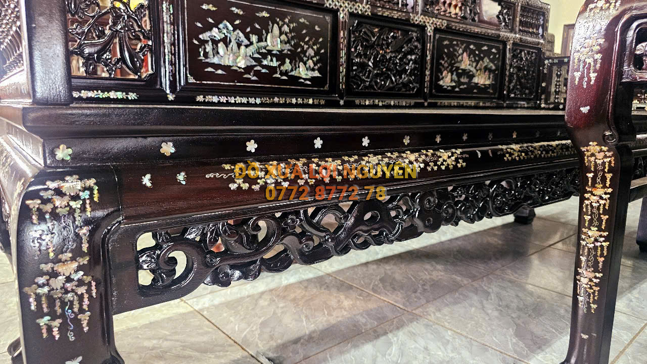 Trường kỷ song tiện nam bộ xưa - Gỗ gõ mật