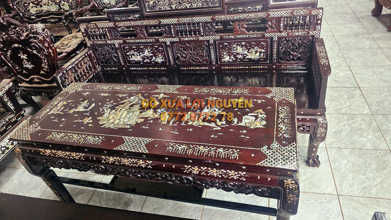 Trường kỷ song tiện nam bộ xưa - Gỗ gõ mật