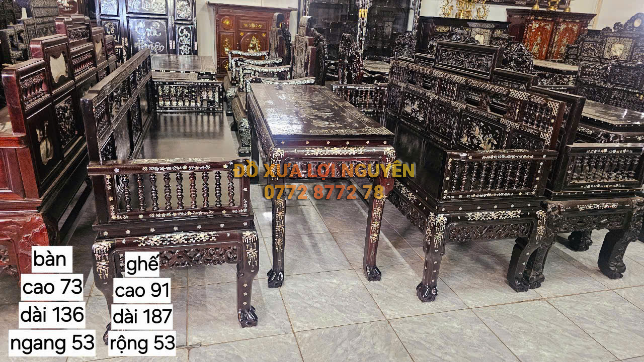 Trường kỷ song tiện nam bộ xưa - Gỗ gõ mật