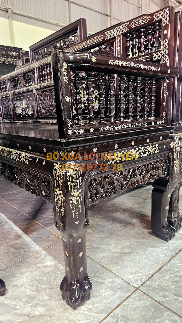 Trường kỷ song tiện nam bộ xưa - Gỗ gõ mật