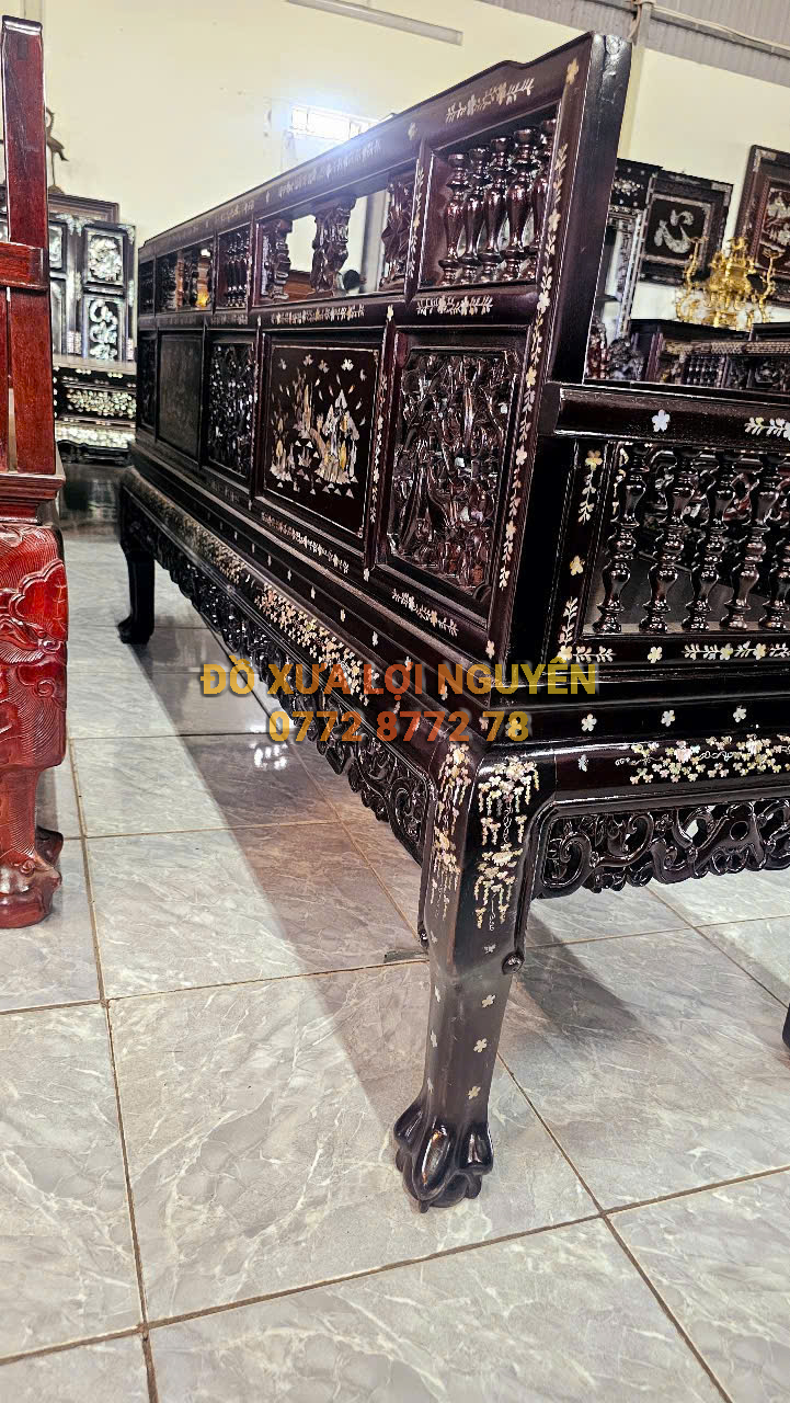 Trường kỷ song tiện nam bộ xưa - Gỗ gõ mật