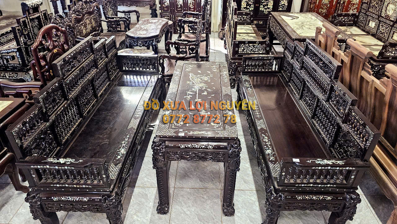 Trường kỷ song tiện 3 món - Gỗ gõ mật