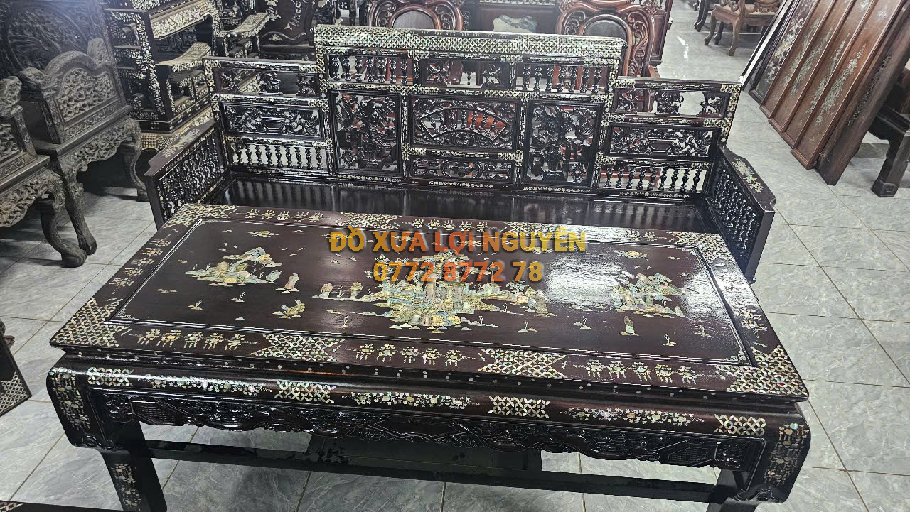 Trường kỷ song tiện vai cuộn, 3 món, cẩn ốc vip