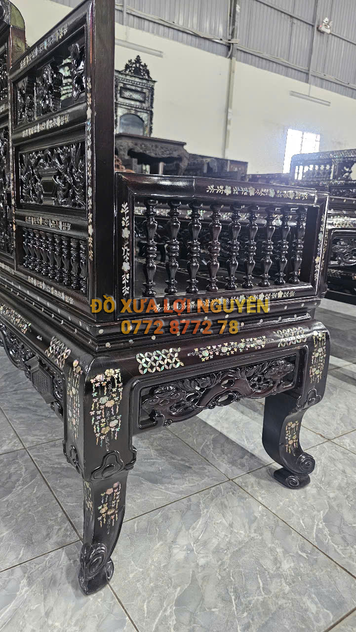 Trường kỷ song tiện vai cuộn, 3 món, cẩn ốc vip