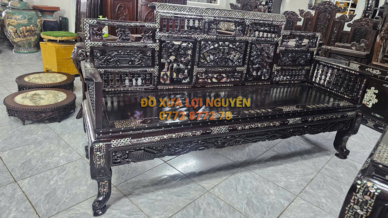 Trường kỷ song tiện vai cuộn, 3 món, cẩn ốc vip