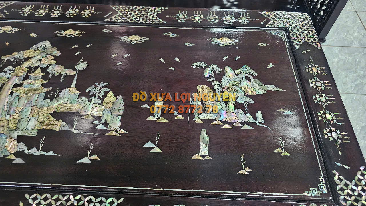 Trường kỷ song tiện vai cuộn, 3 món, cẩn ốc vip