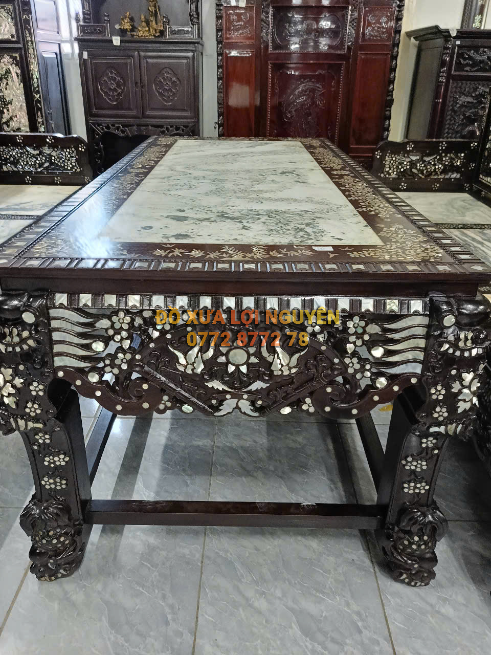 Trường kỷ ngũ sơn đại, cẩn ốc tứ diện, gỗ gõ mật