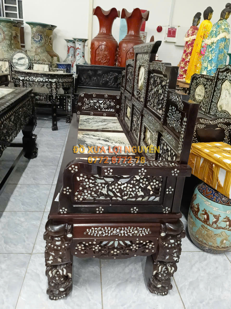 Trường kỷ ngũ sơn 3 món, cẩn ốc tứ diện, giá hữu nghị