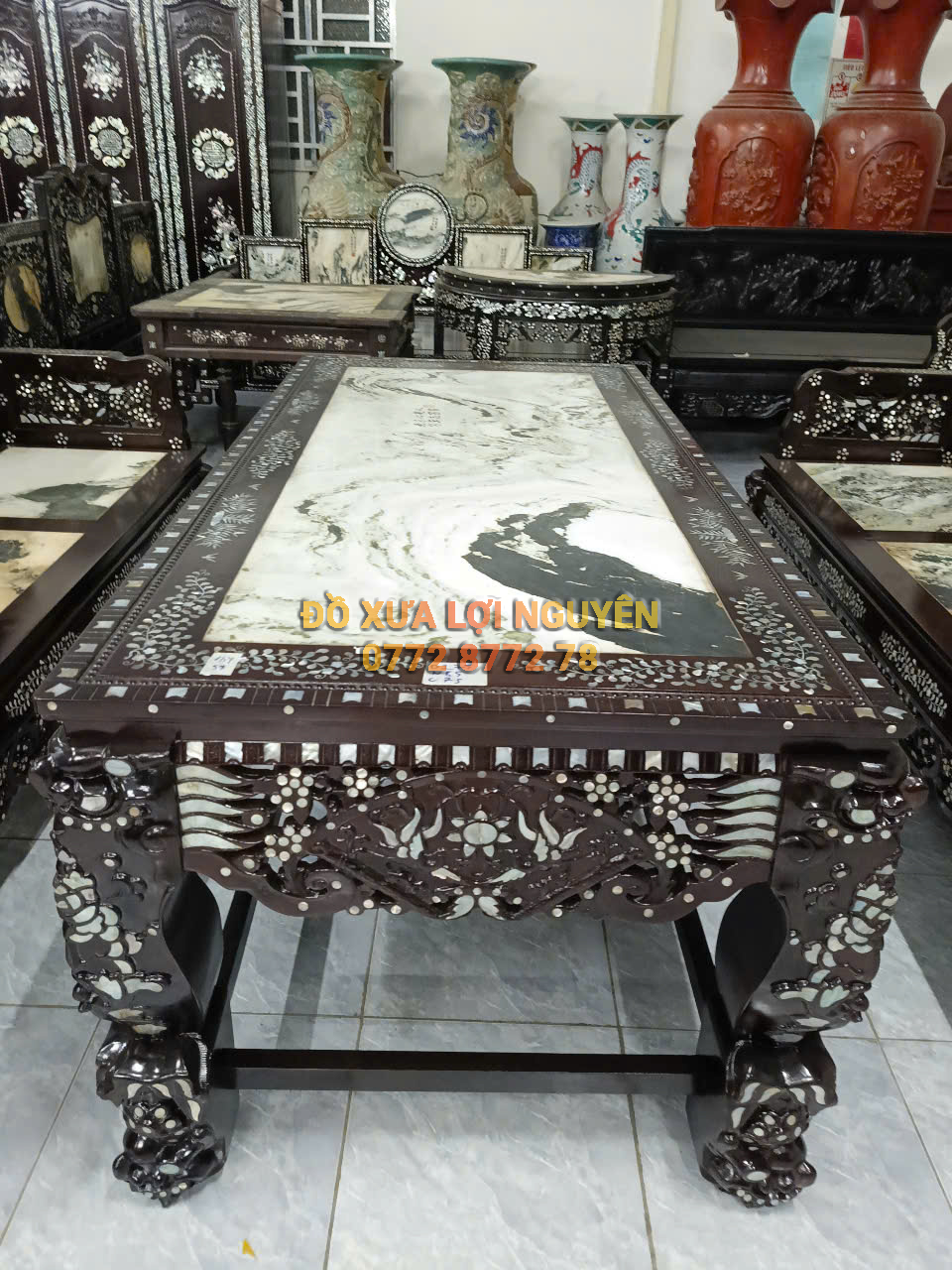 Trường kỷ ngũ sơn 3 món, cẩn ốc tứ diện, giá hữu nghị