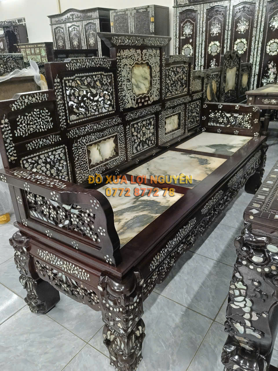 Trường kỷ ngũ sơn 3 món, cẩn ốc tứ diện, giá hữu nghị