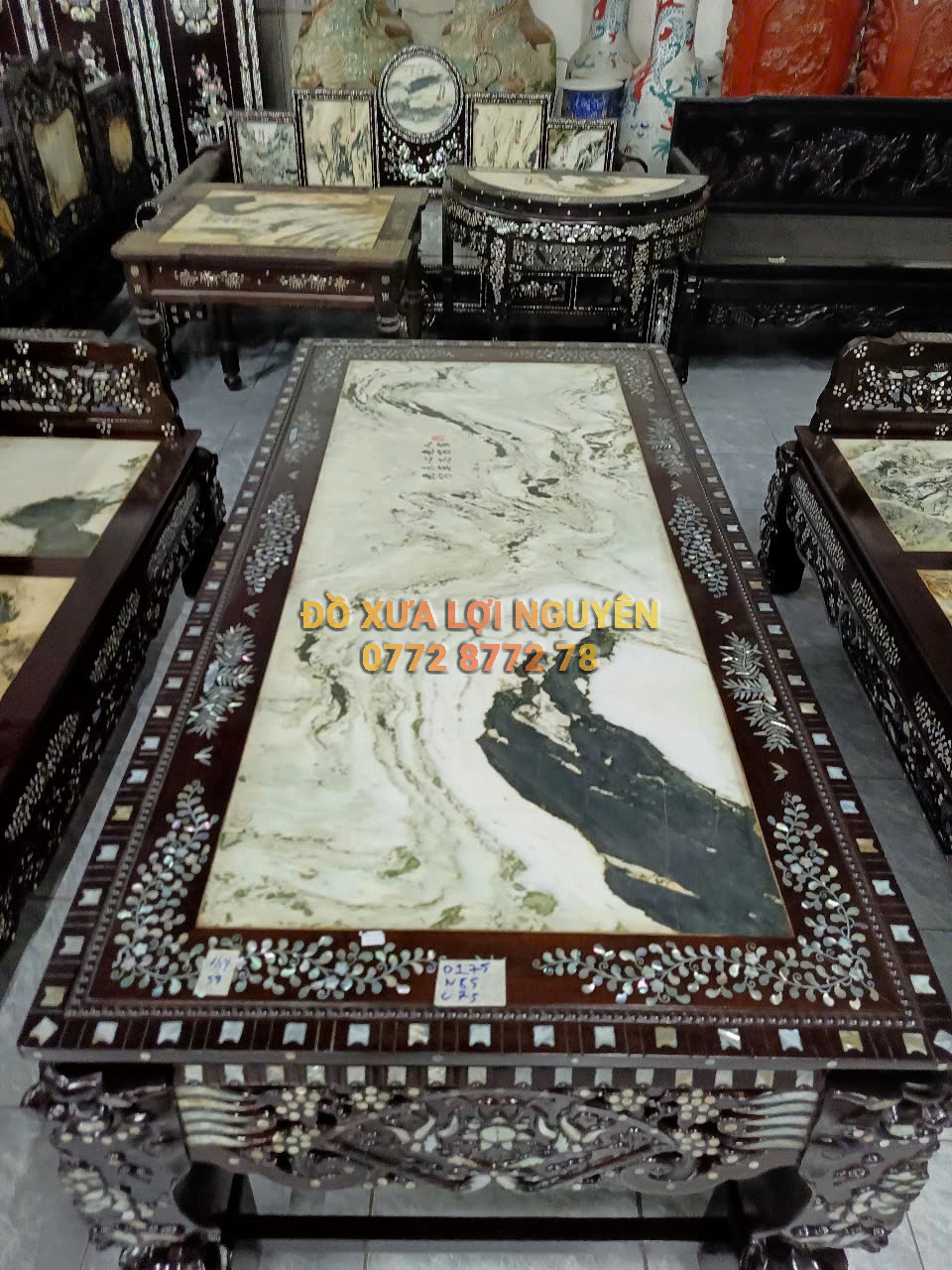 Trường kỷ ngũ sơn 3 món, cẩn ốc tứ diện, giá hữu nghị