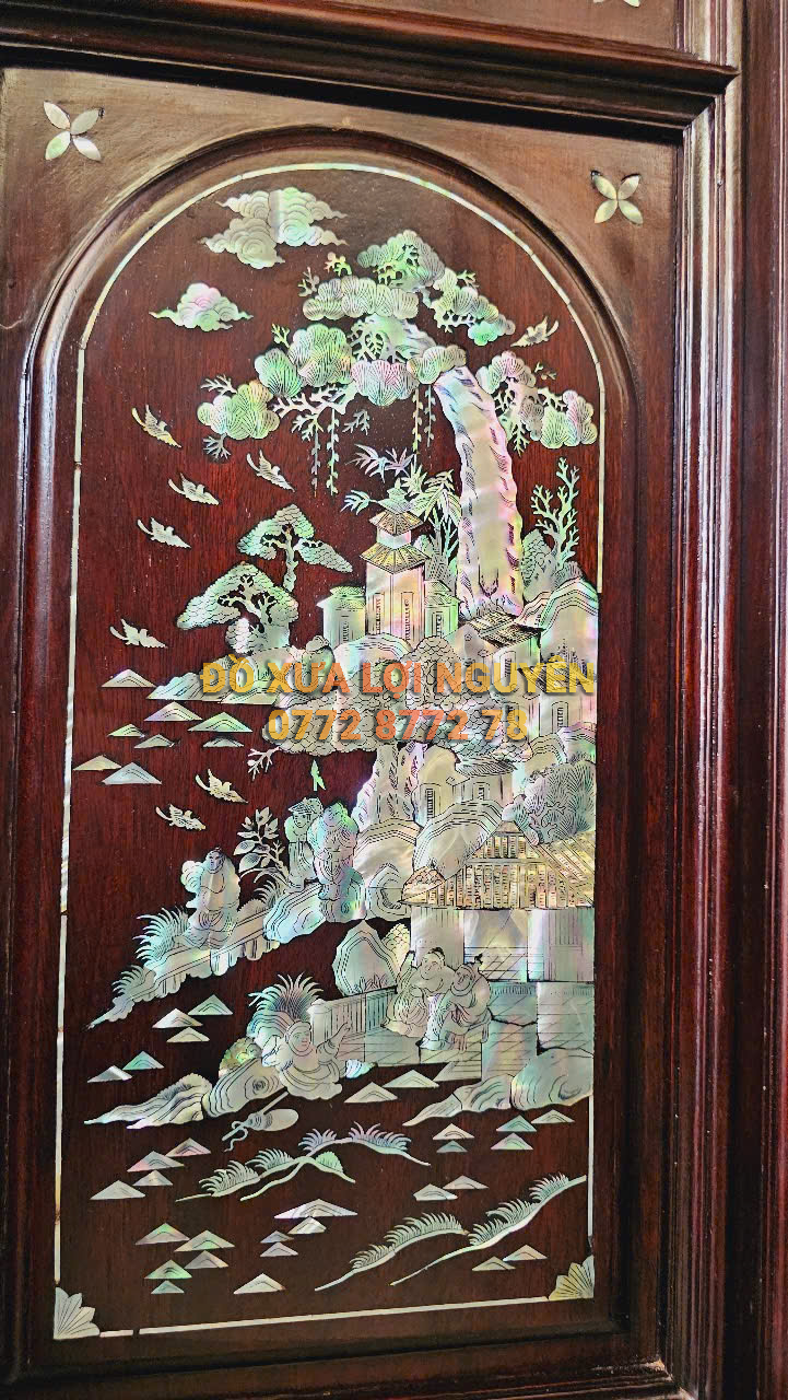 Tủ thờ gỗ gõ mật cẩn ốc Singapore