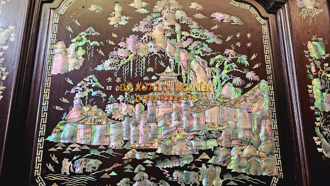 Tủ thờ gỗ gõ mật cẩn ốc Singapore