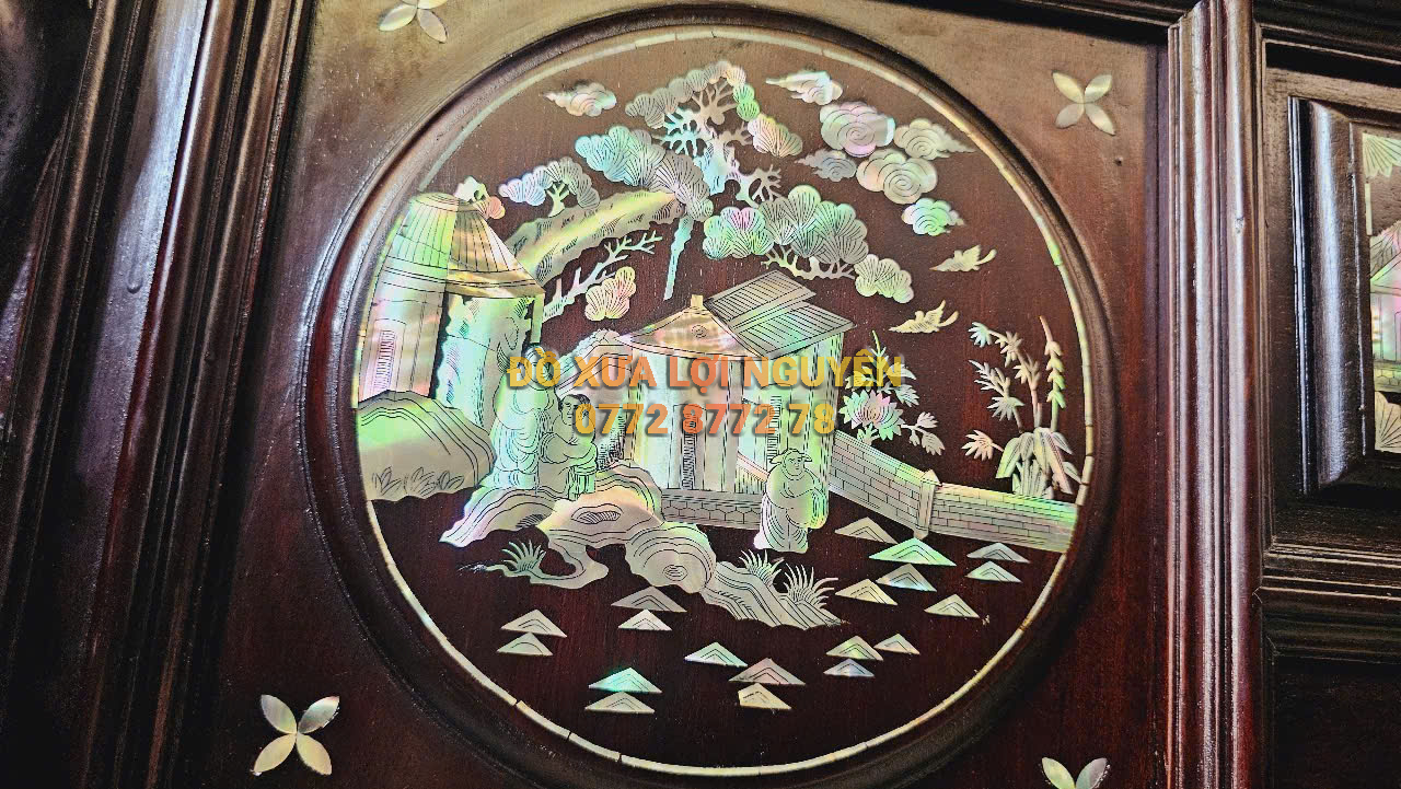 Tủ thờ gỗ gõ mật cẩn ốc Singapore