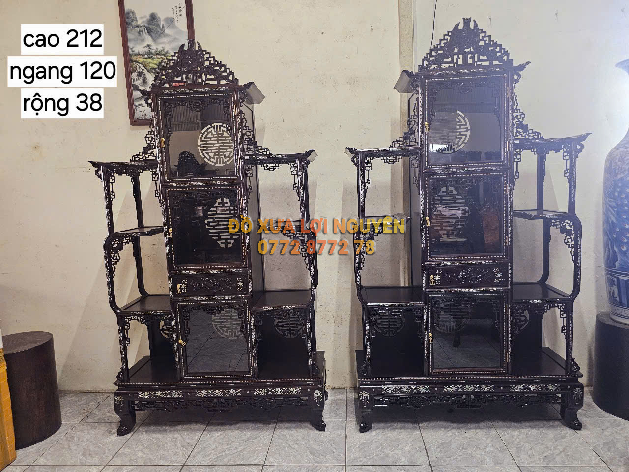 Tủ trưng bày, dơi cài thọ, gỗ gõ mật