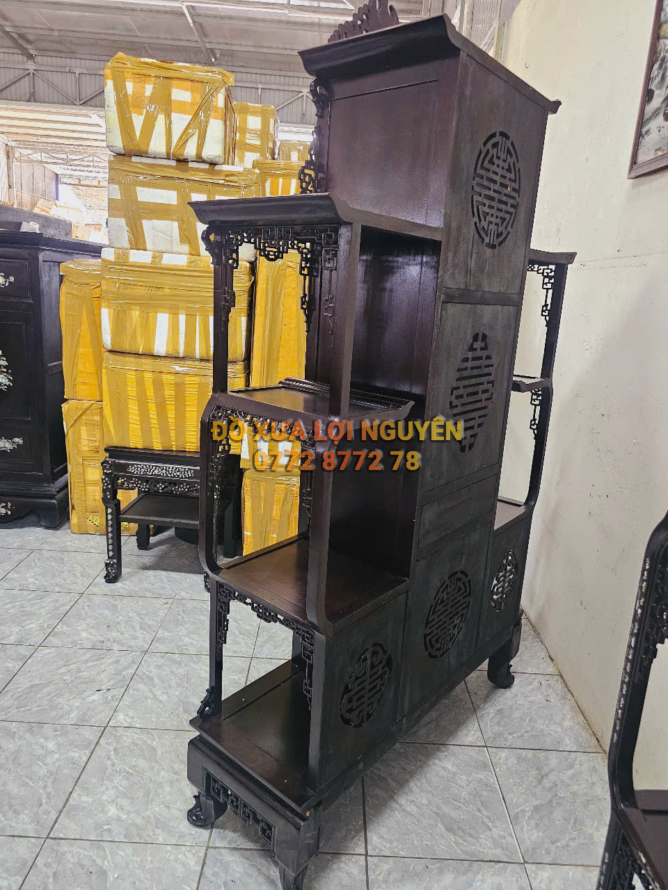 Tủ trưng bày, dơi cài thọ, gỗ gõ mật