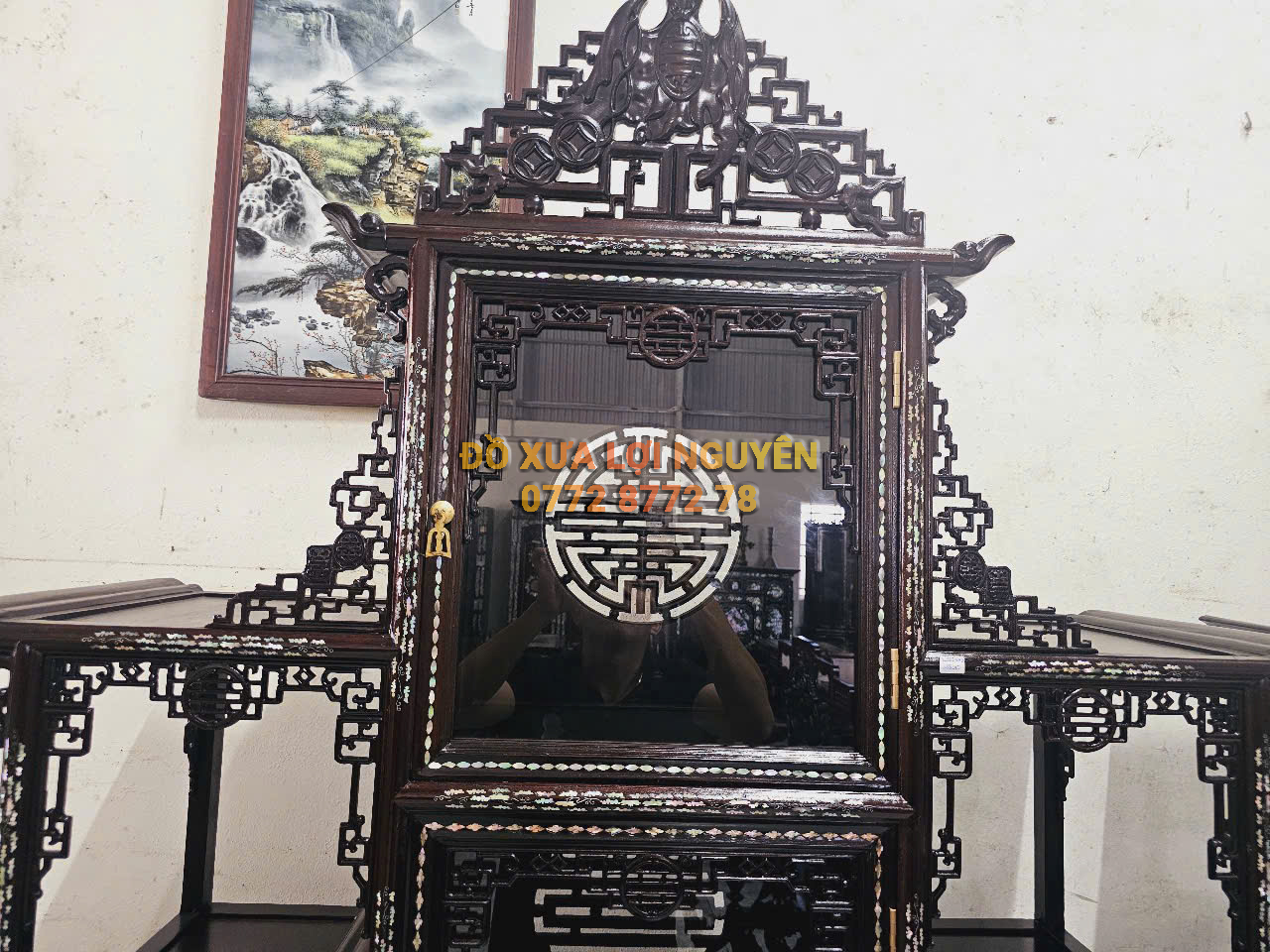 Tủ trưng bày, dơi cài thọ, gỗ gõ mật